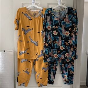 2 x Secret Treasures Cozy Animal Themed Pajama Short Sleeve Sets.